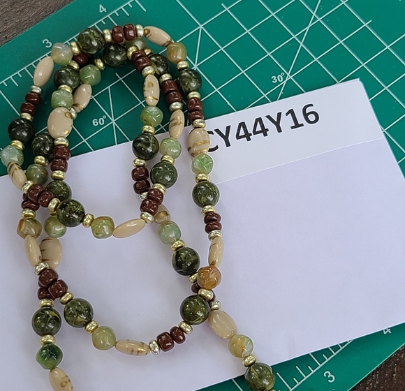 Antique Mixed Stone Necklace with Gold Accents